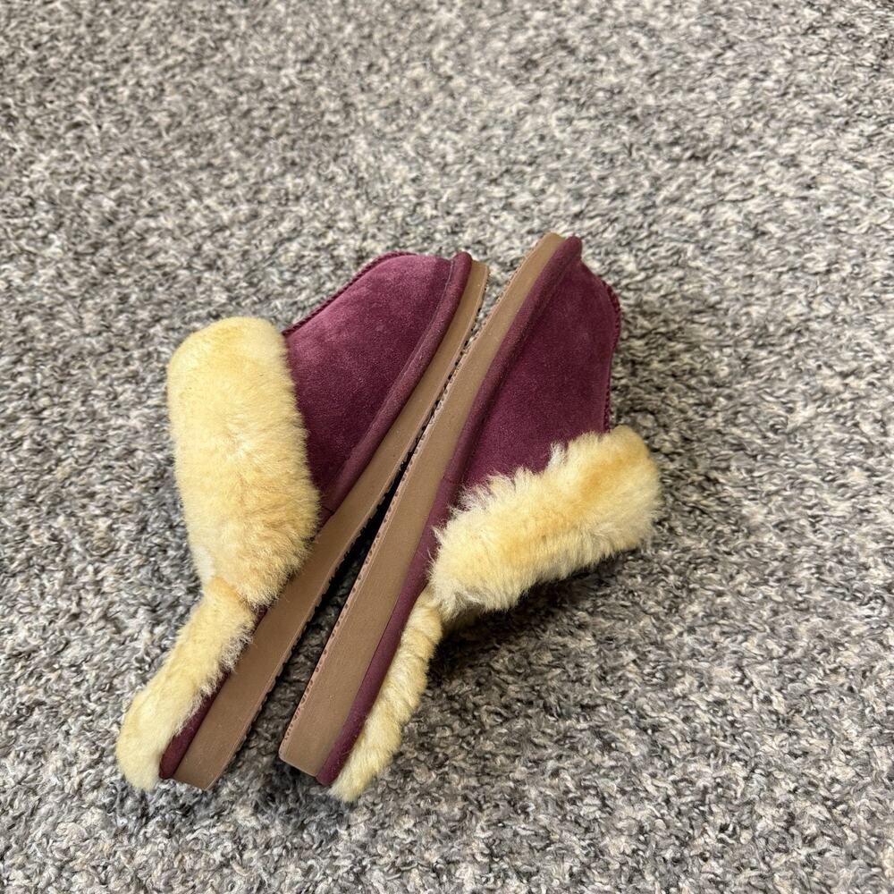 L.L.Bean Women's Sherpa Lined Slippers Mule Slip On Shoe Burgundy Size 8 New - Picture 5 of 7